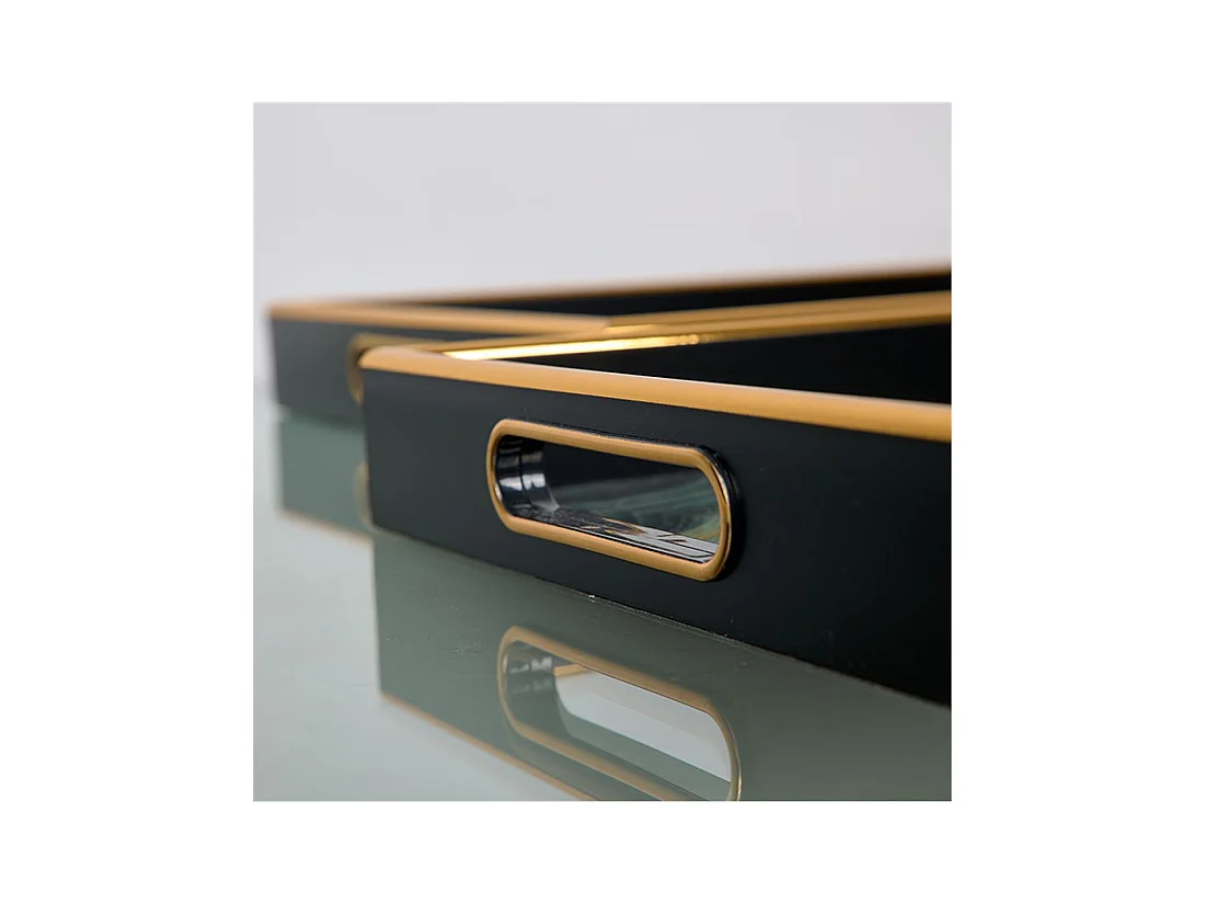 Juego de dos bandejas rectangulares con decorado mineral azul agata