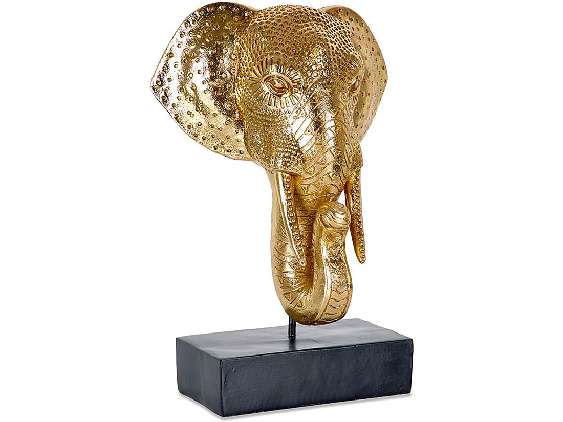 Cabeza de elefante decorada en color dorado madagascar