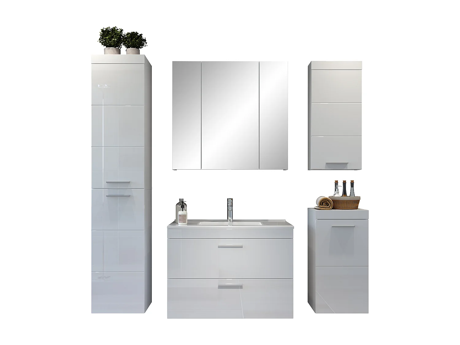 Colonne murale de salle de bain blanc brillant Divone 35cm