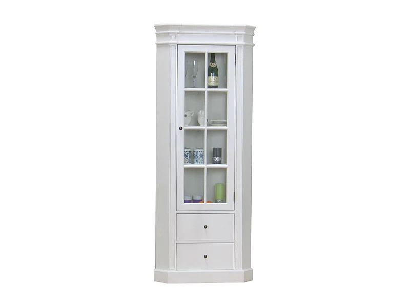 Amaretta Armoire d'angle vintage, blanc, vintage patiné, largeur 55 cm, hauteur 200 cm.
