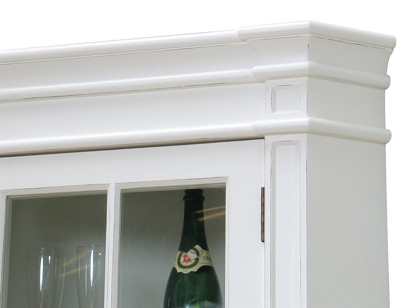 Amaretta Armoire d'angle vintage, blanc, vintage patiné, largeur 55 cm, hauteur 200 cm.