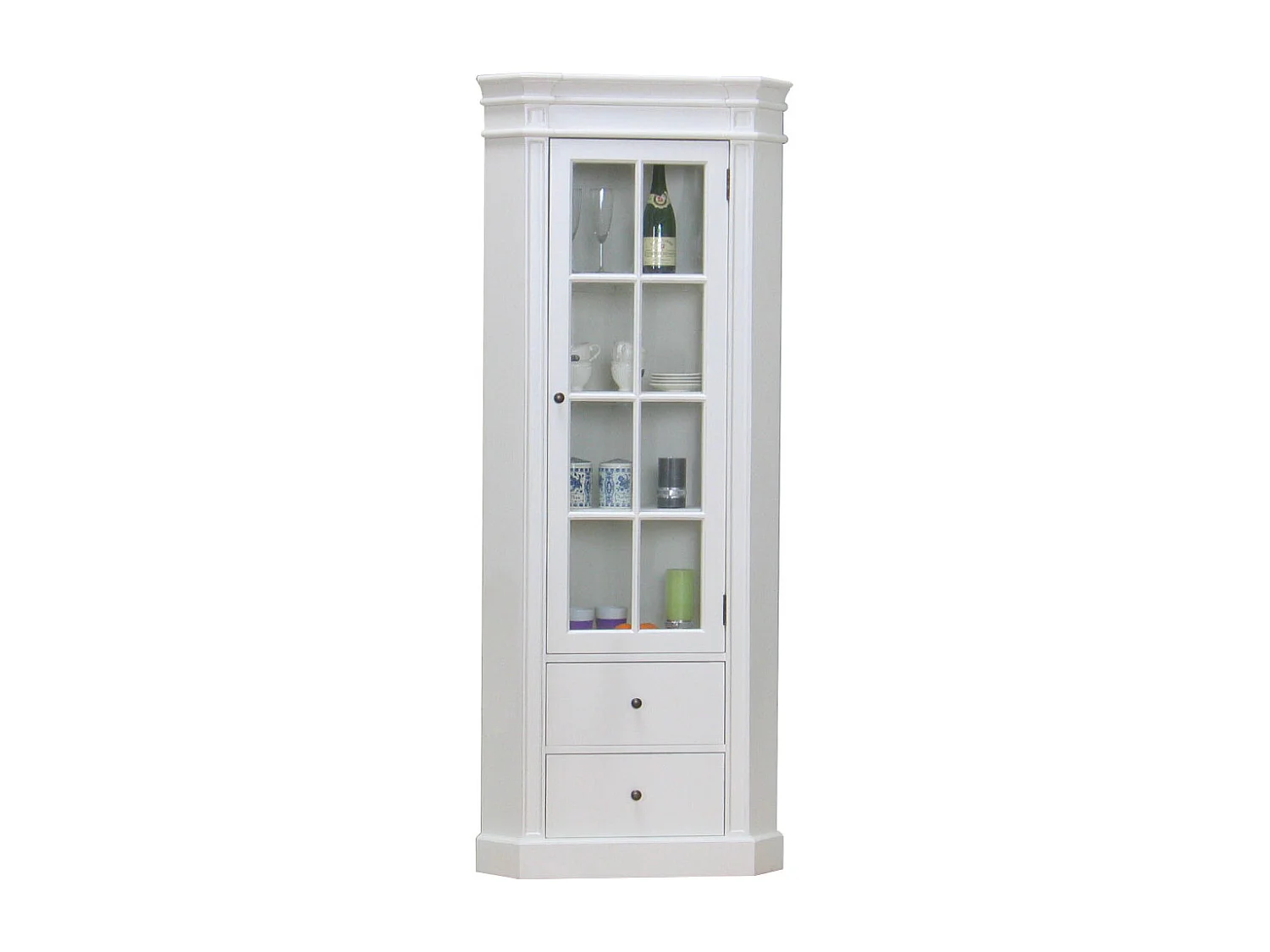 Amaretta Armoire d'angle vintage, blanc, vintage patiné, largeur 55 cm, hauteur 200 cm.