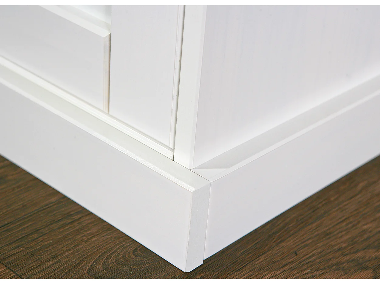 Wright Buffet, 2 portes, 2 portes vitrées, 2 tiroirs, blanc, marron.