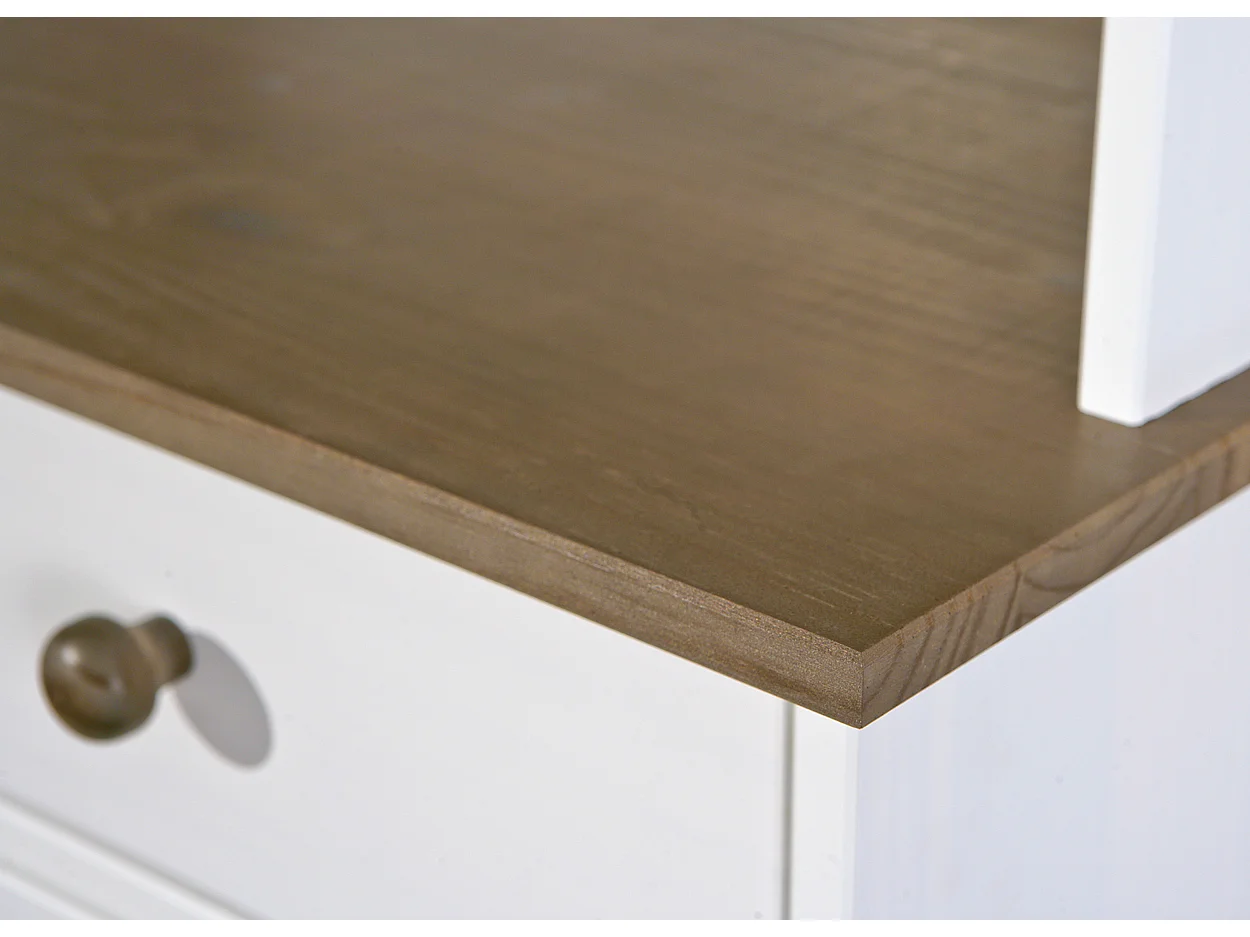 Wright dressoir 2 deuren, 2 glazen deuren, 2 lades wit, bruin.