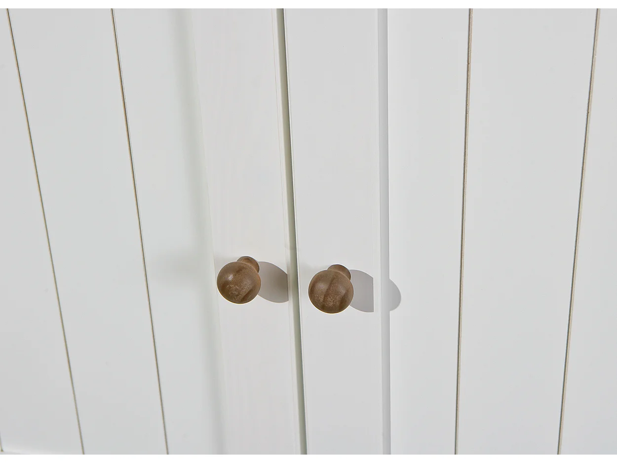 Wright dressoir 2 deuren, 2 glazen deuren, 2 lades wit, bruin.