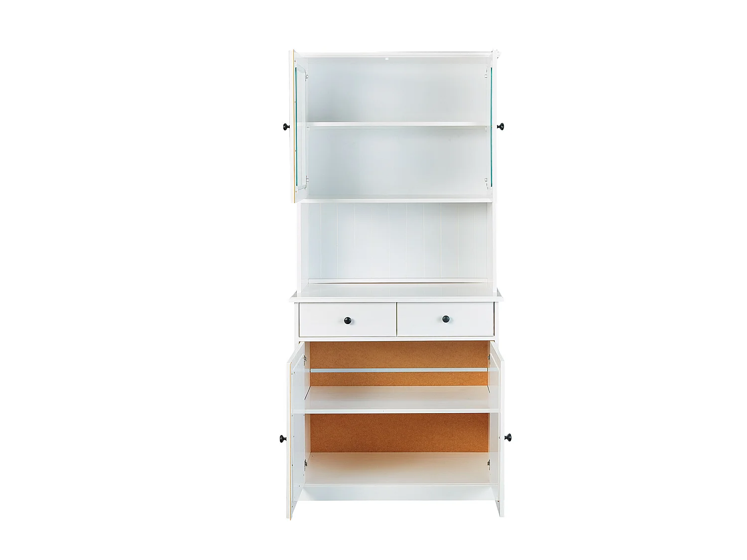 Wright vitrinekast 2 deuren, 2 glazen deuren, 2 lades wit.