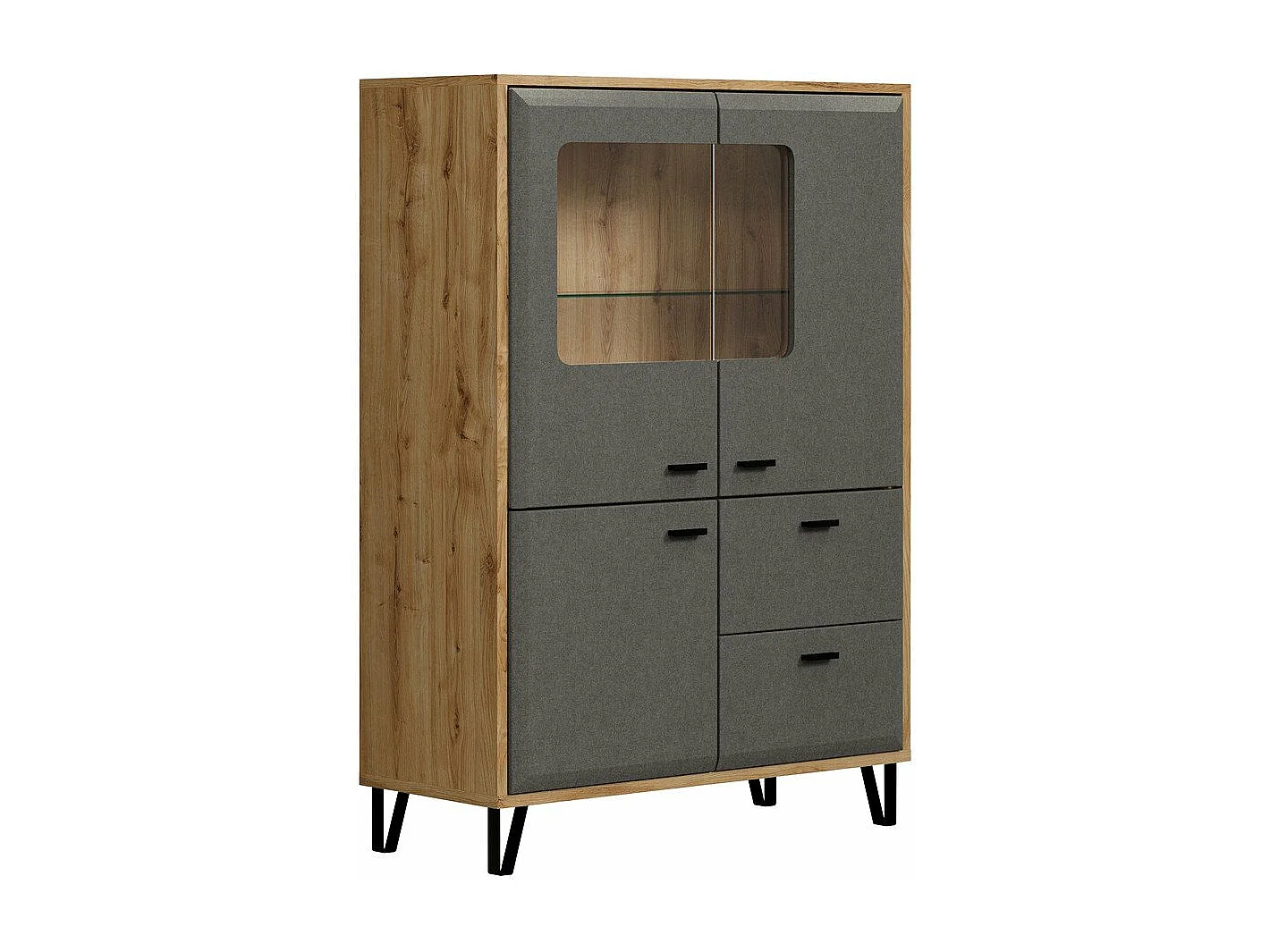 Vaisselier 3 portes dont 2 avec verre trempé et 2 tiroirs L98 cm - BLANSHE