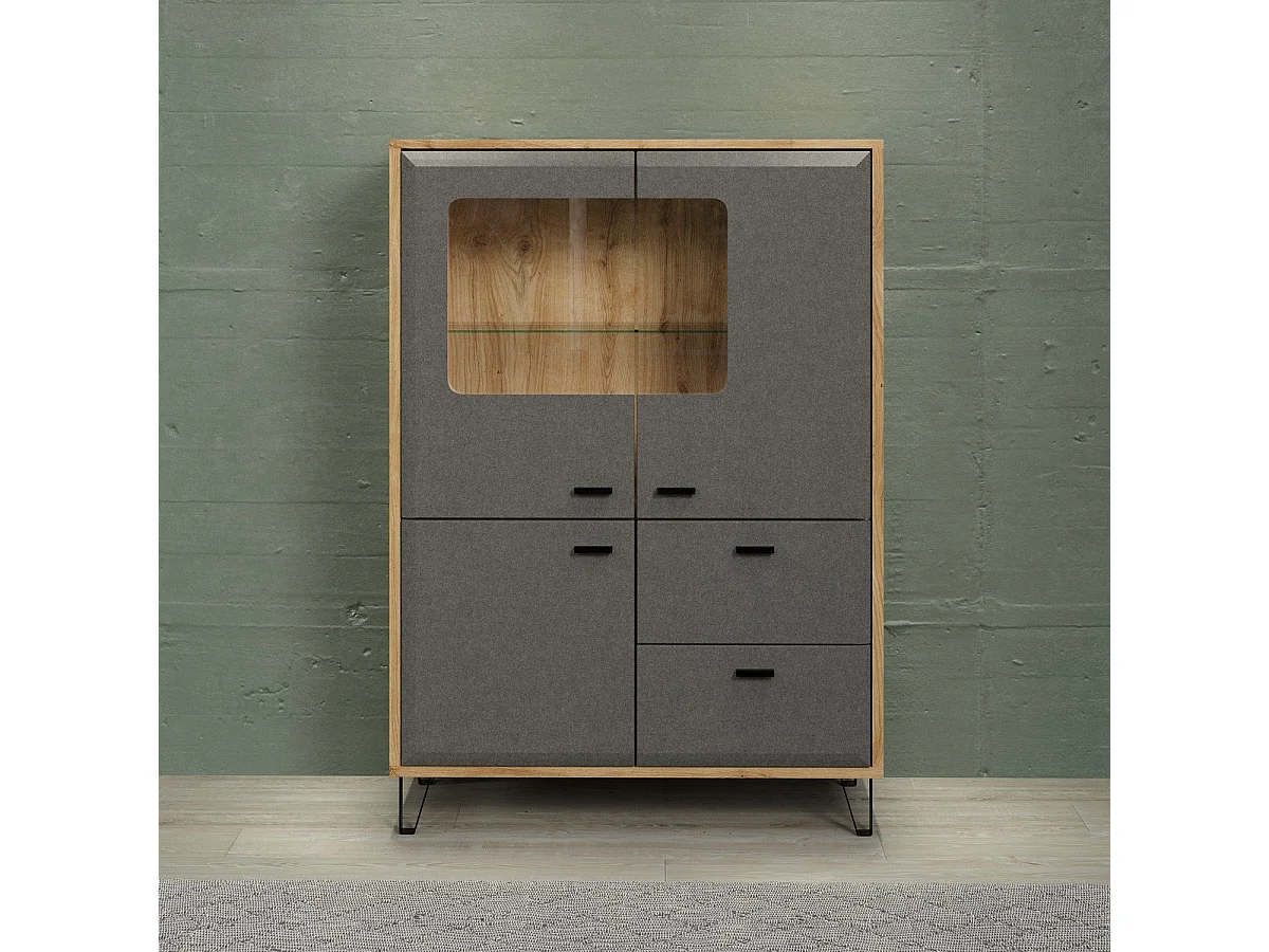 Vaisselier 3 portes dont 2 avec verre trempé et 2 tiroirs L98 cm - BLANSHE