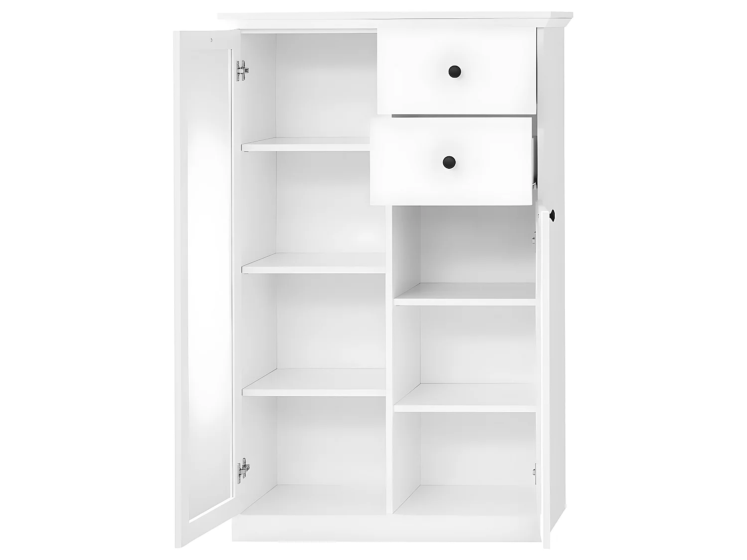 BrandsonBaxter Vitrine 81 x 129 cm 2 portes, 2 tiroirs, blanc.