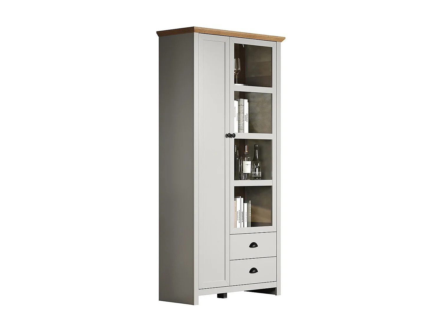 Vitrine 2 portes dont 1 en verre trempé L97 cm - LANDSIDE