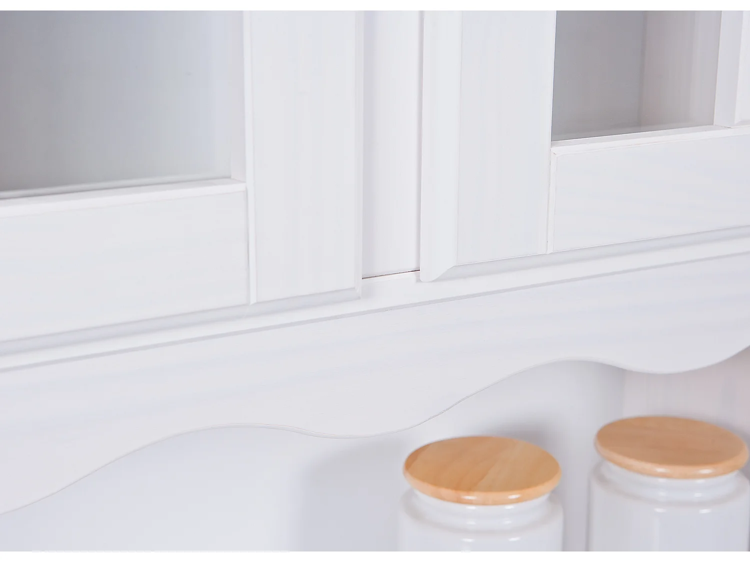 Valux Vitrine, 2 portes en bois, 2 portes vitrées, 2 tiroirs, blanc.