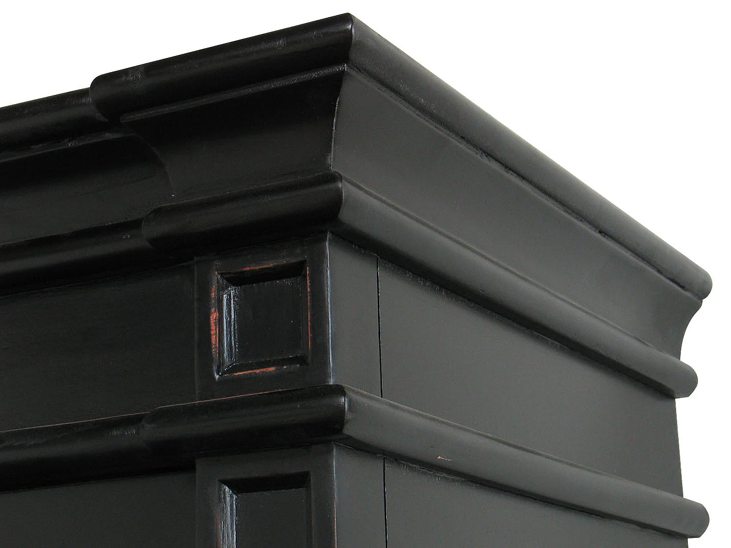 Amaretta Vitrine 2 portes largeur 110 cm, hauteur 200 cm, vintage patiné noir.