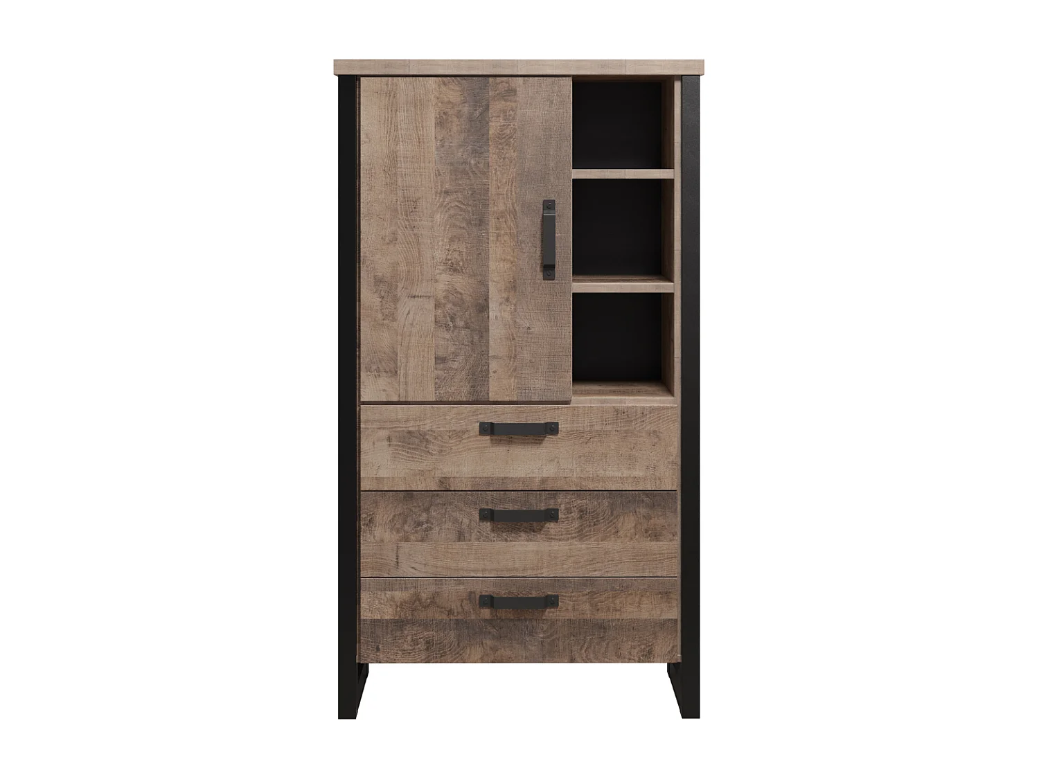 Buffet haut 1 porte, 3 tiroirs et 3 niches L87 cm - EMILE