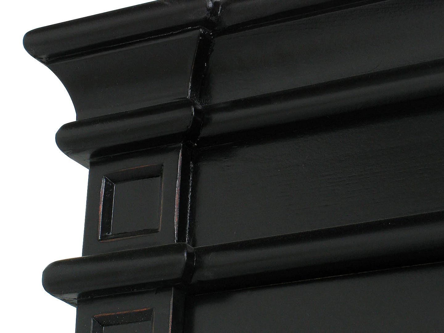 Amaretta Vitrine 3 portes, noir. Vintage patiné, largeur 142 cm, hauteur 200 cm.