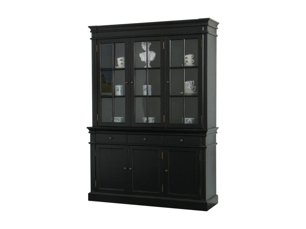 Winkelkast buffetkast vitrine met opzet antiek zwart massief hout Mozart.