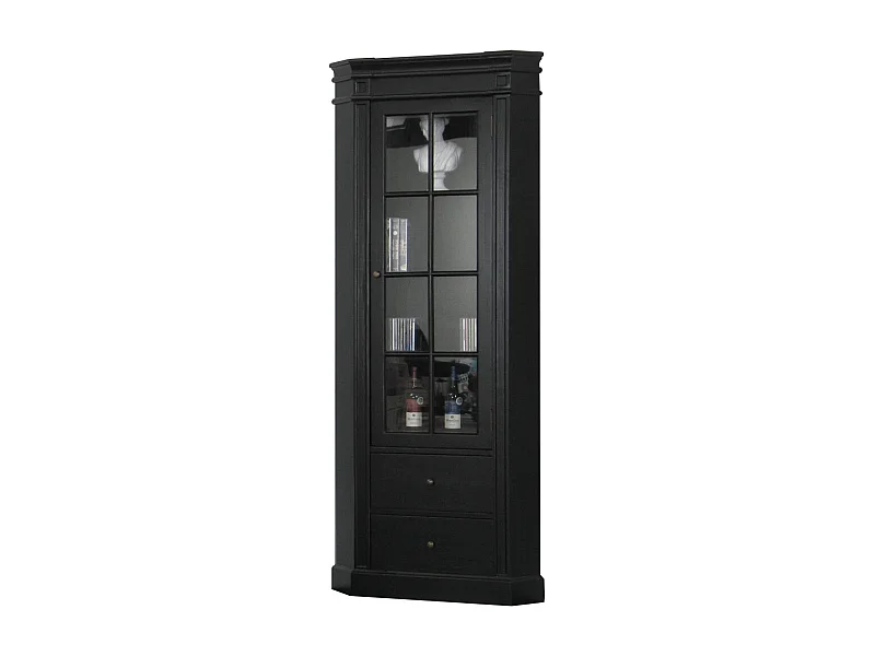 Amaretta Armoire d'angle, noir, vintage patiné, largeur 55 cm, hauteur 200 cm