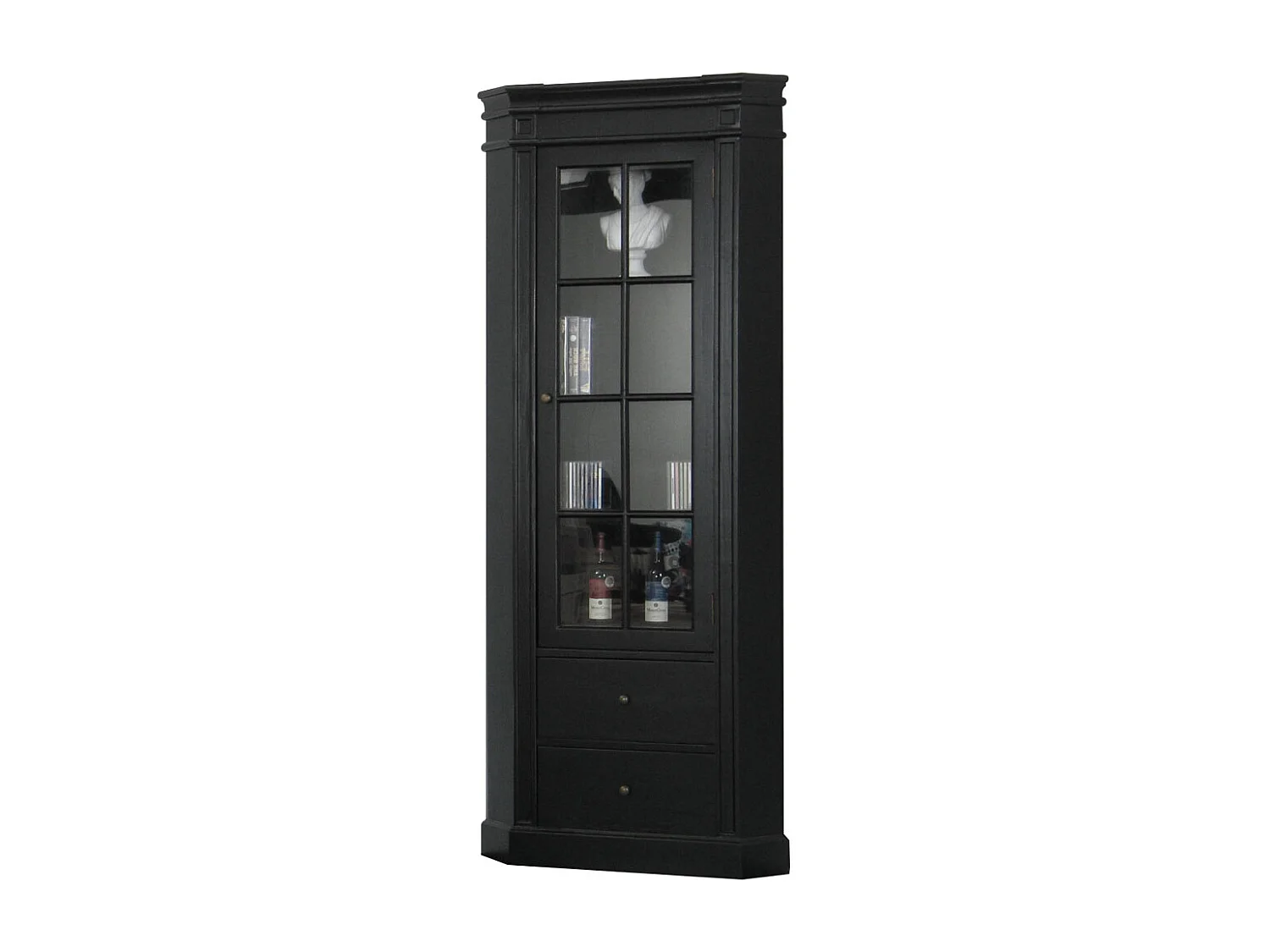 Amaretta Armoire d'angle, noir, vintage patiné, largeur 55 cm, hauteur 200 cm
