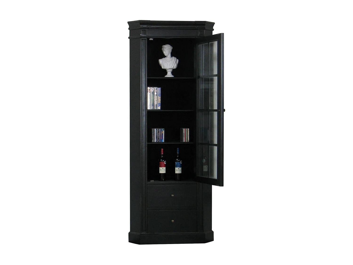 Amaretta Armoire d'angle, noir, vintage patiné, largeur 55 cm, hauteur 200 cm