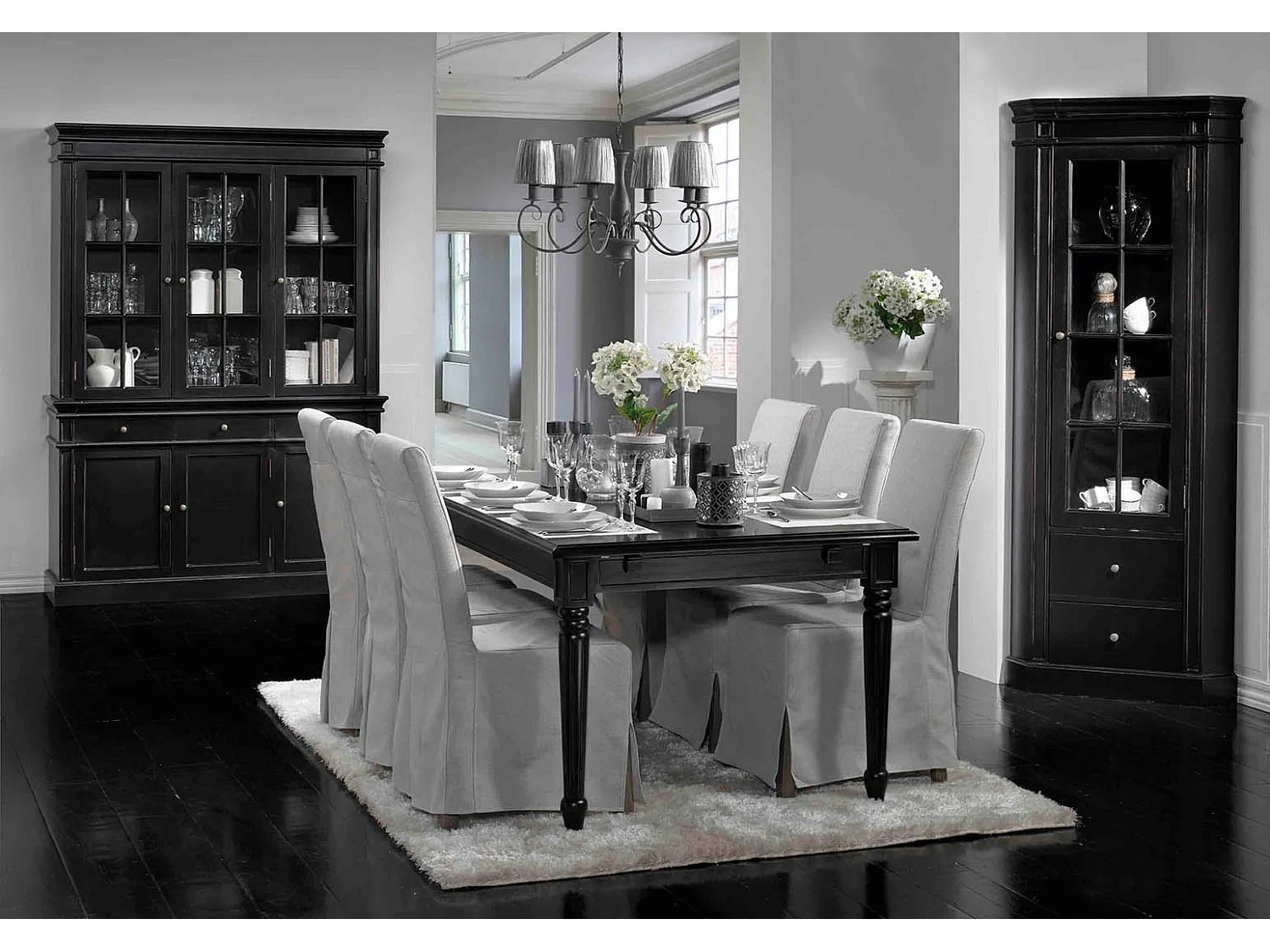 Amaretta Armoire d'angle, noir, vintage patiné, largeur 55 cm, hauteur 200 cm