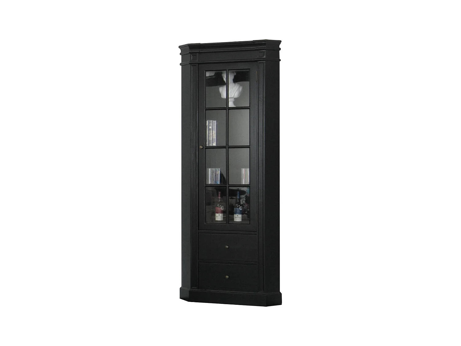 Amaretta Armoire d'angle, noir, vintage patiné, largeur 55 cm, hauteur 200 cm