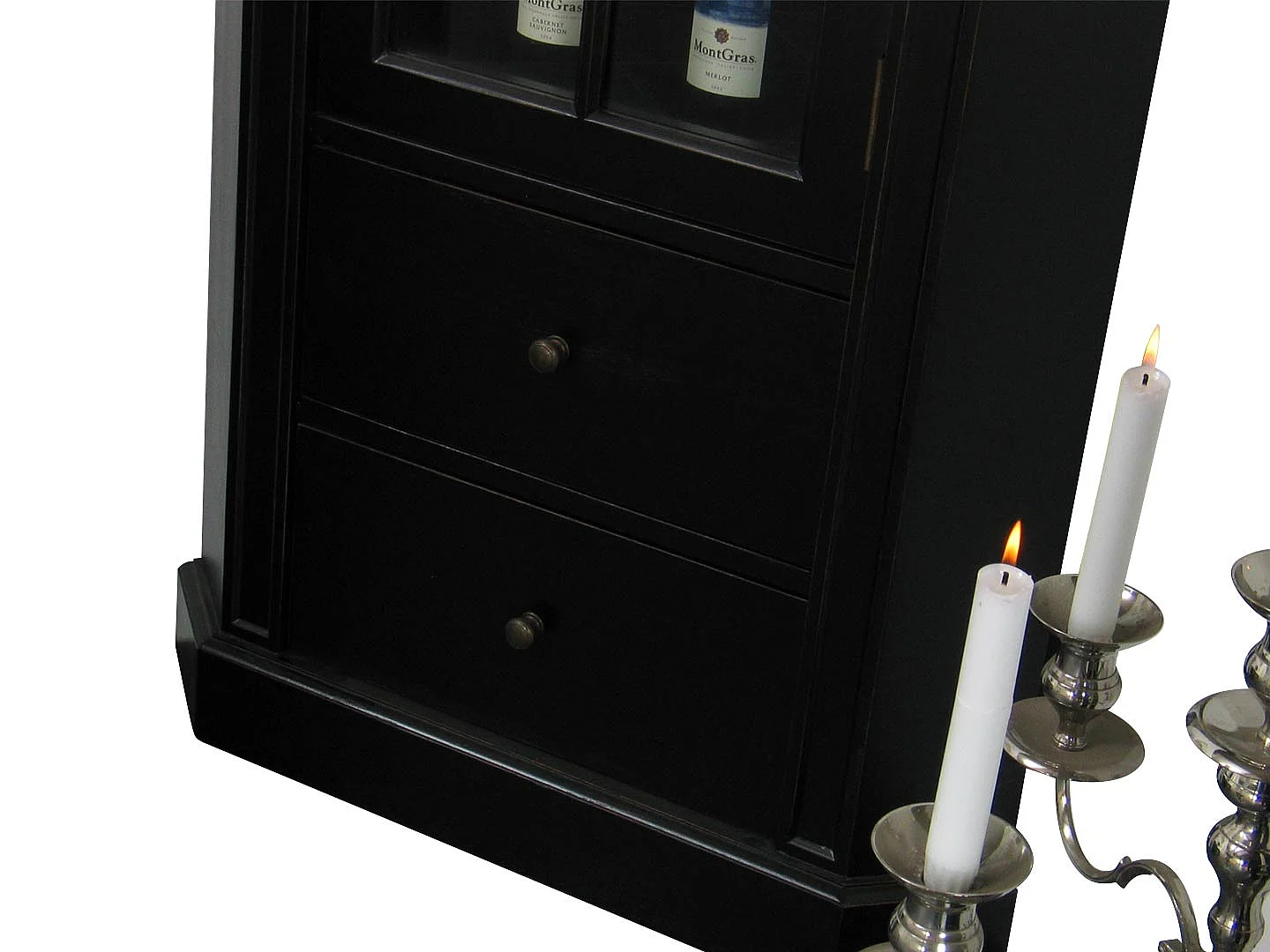 Amaretta Armoire d'angle, noir, vintage patiné, largeur 55 cm, hauteur 200 cm