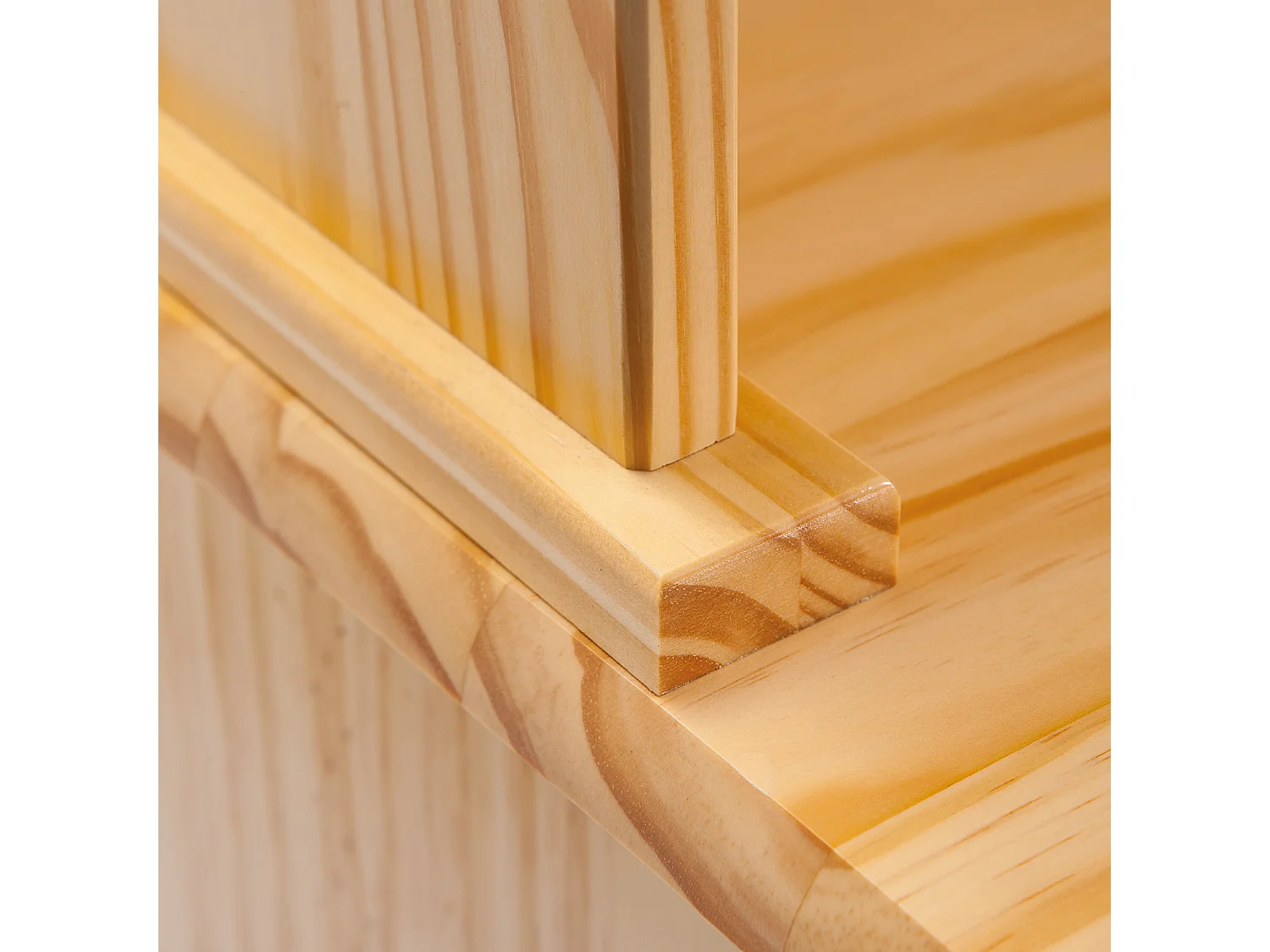 Alican Vitrine, 2 portes, 2 portes vitrées, 2 tiroirs, teinte naturelle.