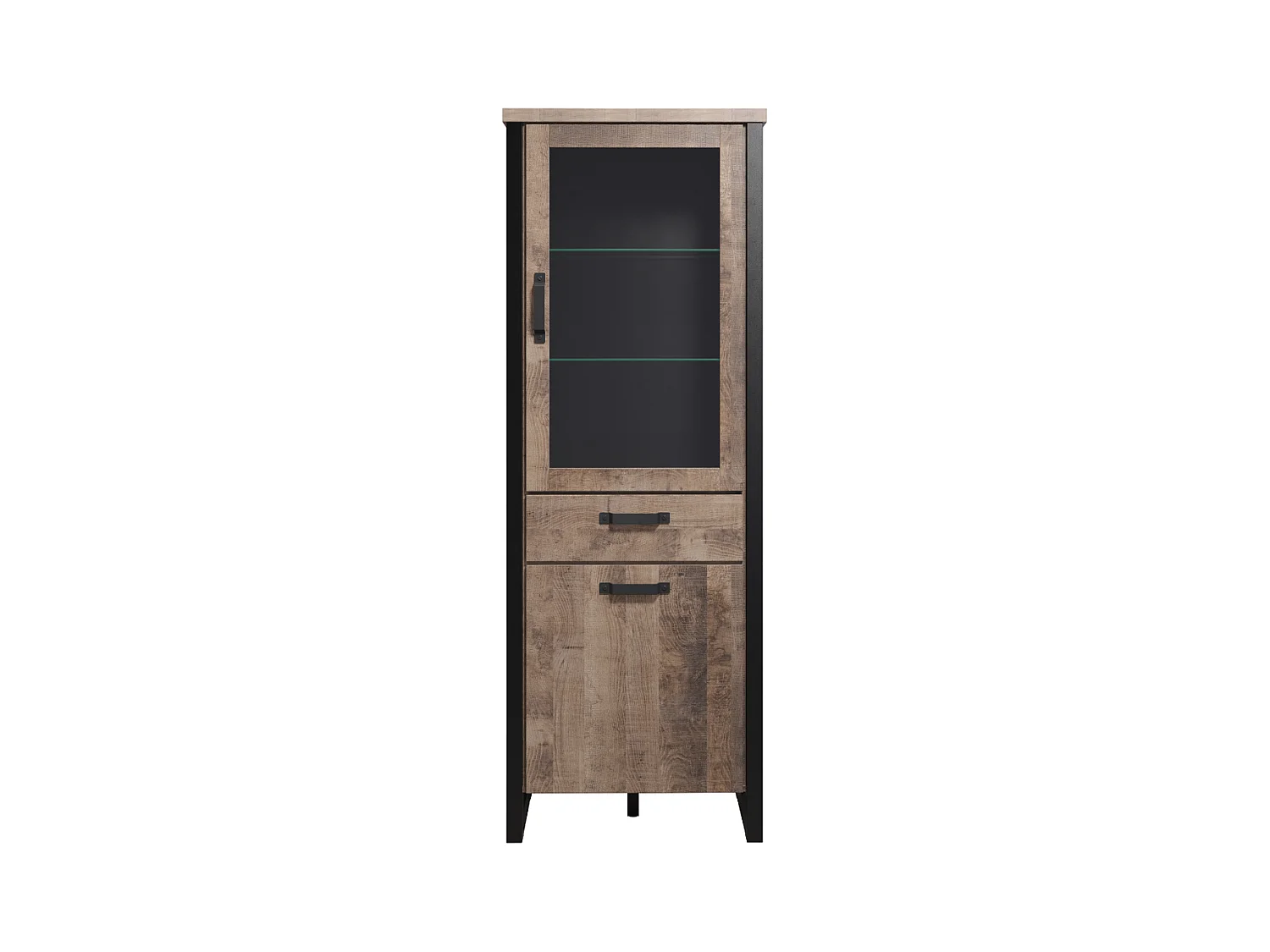 Vitrine 2 deuren 1 lade in MDF hout en zwart staal Adeline