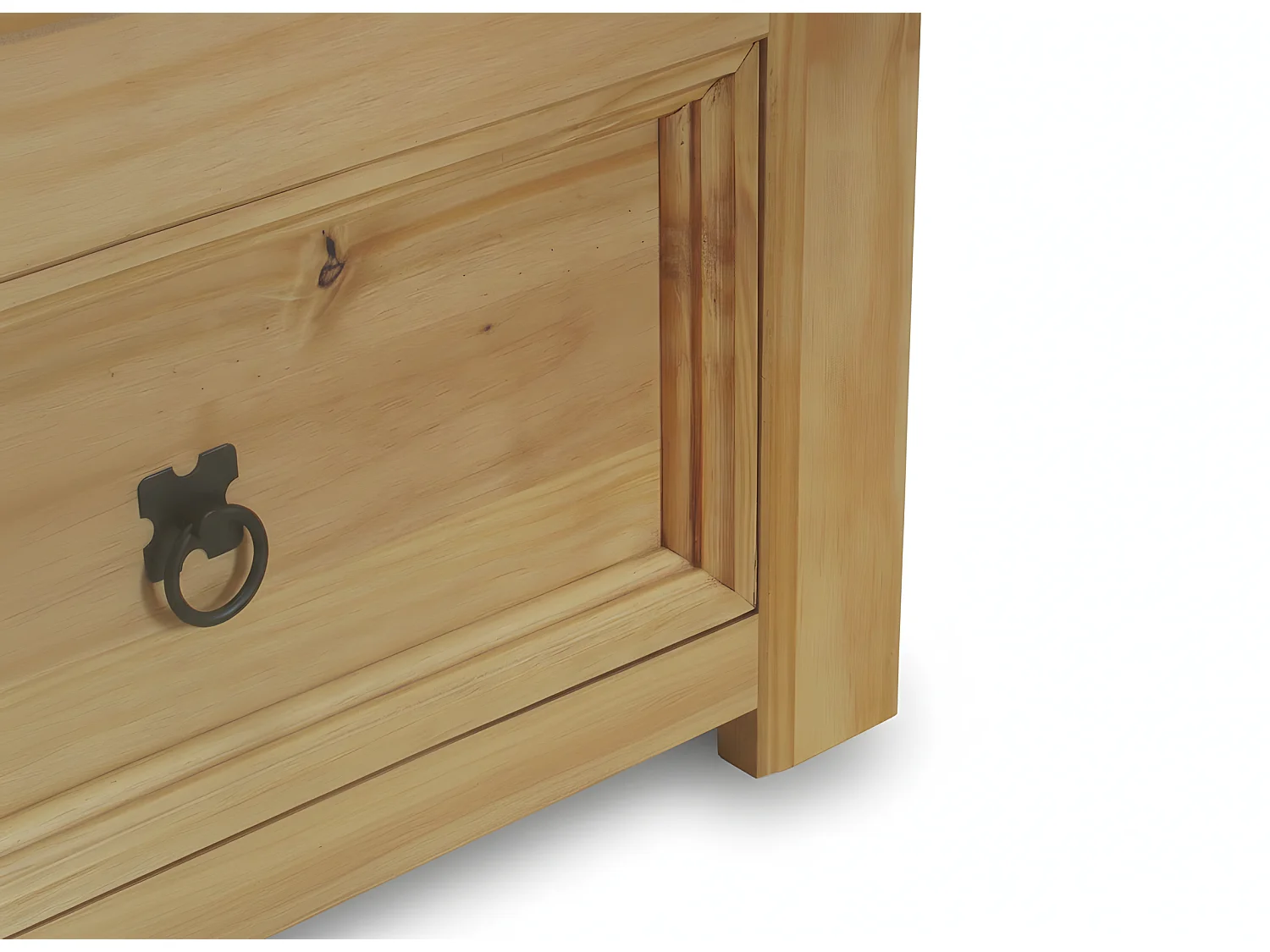 New Mexico Armoire d'angle avec 1 porte vitrée et 2 tiroirs, délavé et ciré.