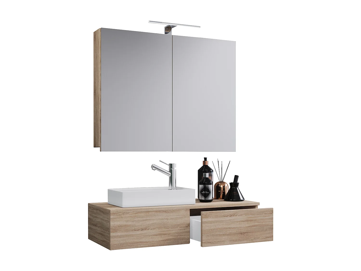 Bathroom furniture washbasin Gudas Sonoma oak (Sägerau) H. 89 x W. 85 x D. 35 cm