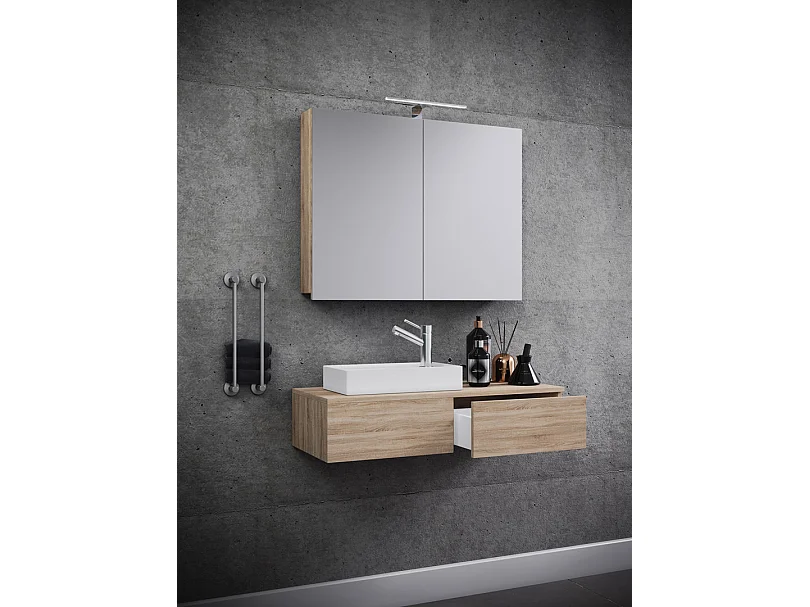 Bathroom furniture washbasin Gudas Sonoma oak (Sägerau) H. 89 x W. 85 x D. 35 cm