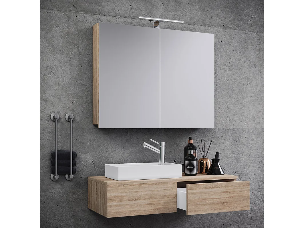 Bathroom furniture washbasin Gudas Sonoma oak (Sägerau) H. 89 x W. 85 x D. 35 cm
