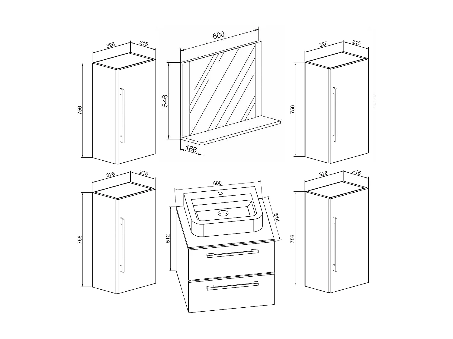 5 pcs. lavabo Badinos SP