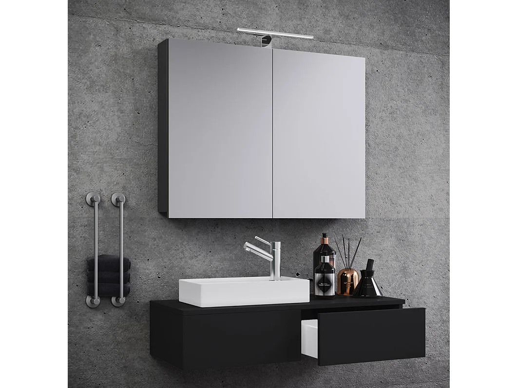 Bathroom furniture washbasin Gudas Black H. 89 x W. 85 x D. 35 cm