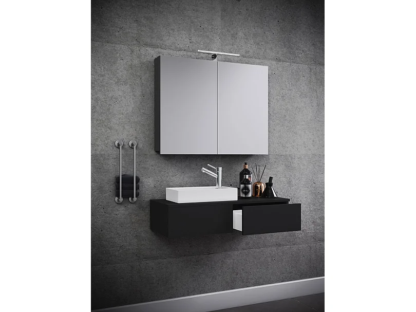 Bathroom furniture washbasin Gudas Black H. 89 x W. 85 x D. 35 cm