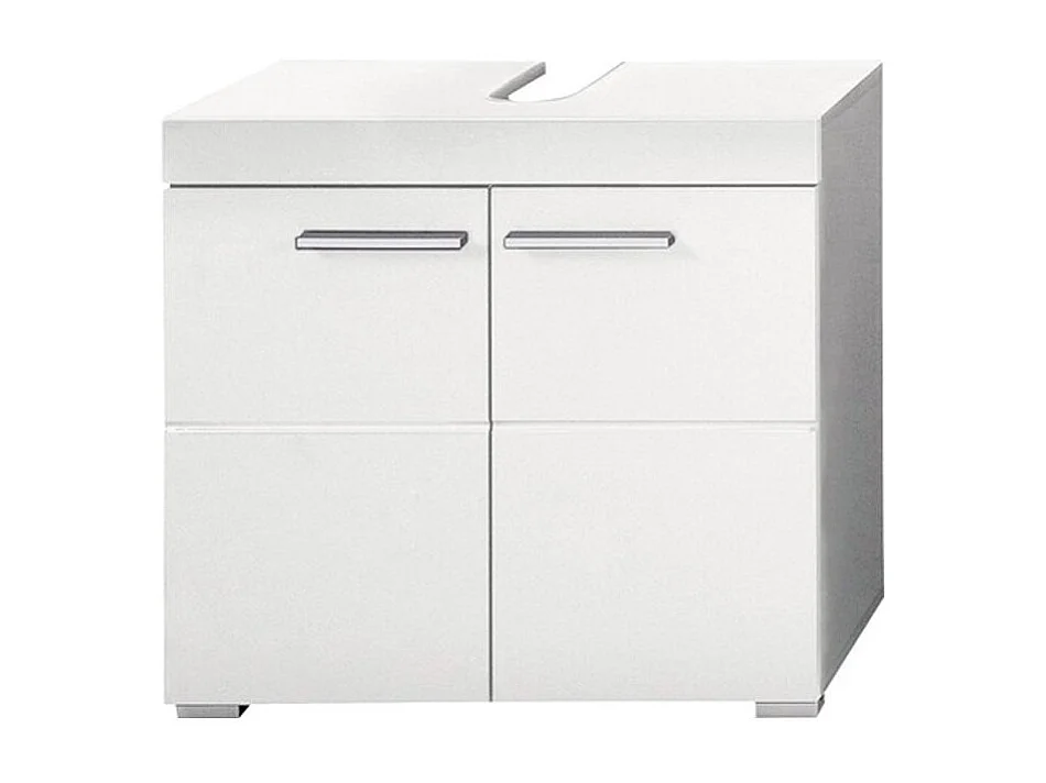 Ensemble meuble de salle de bain à LED 6 pièces laqué blanc Kelia