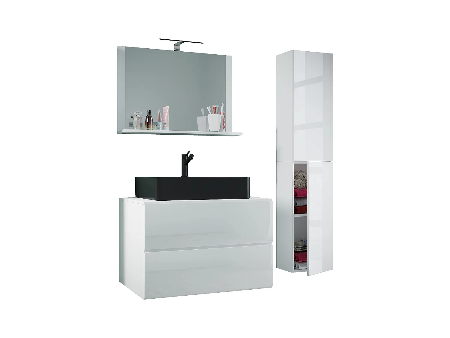 4-tlg. Waschplatz Waschtisch Lendas L Schublade