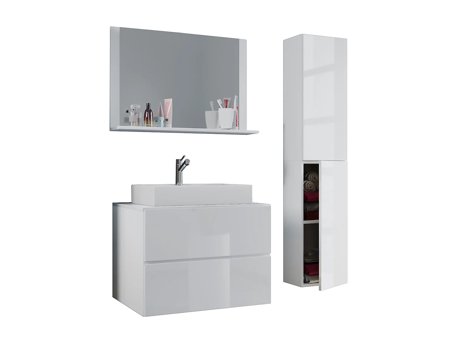 Bathroom furniture washbasin Lendas White H. 150 x W. 80 x D. 51 cm