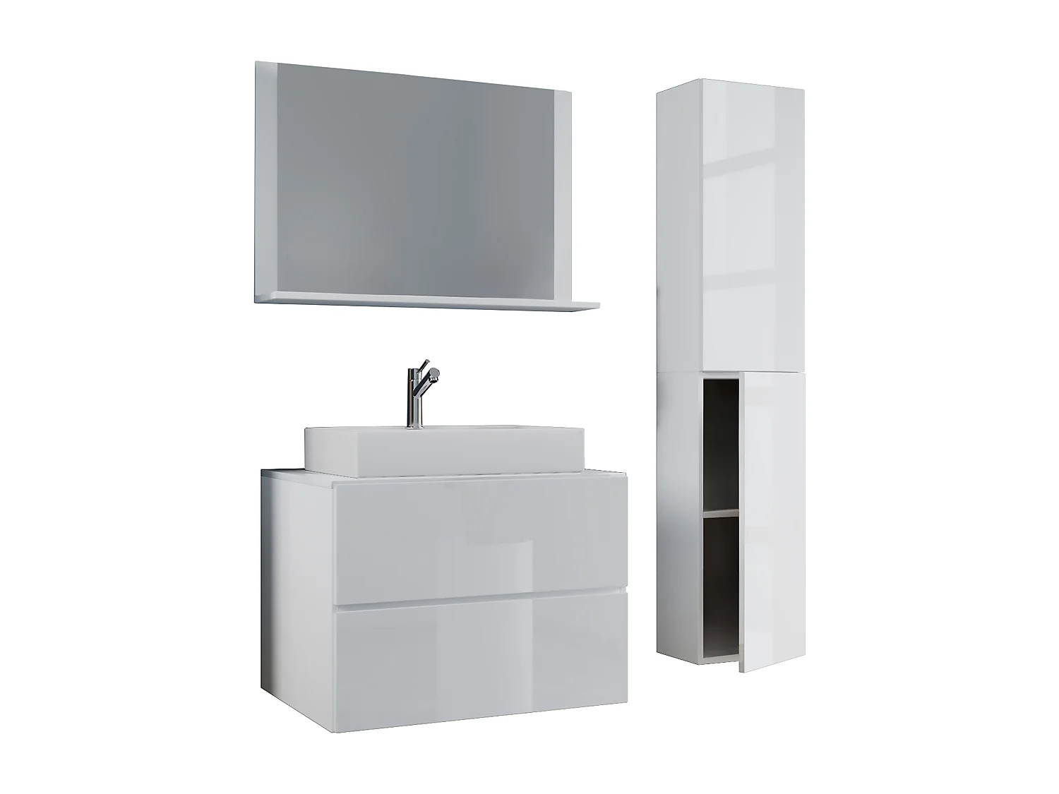 Bathroom furniture washbasin Lendas White H. 150 x W. 80 x D. 51 cm