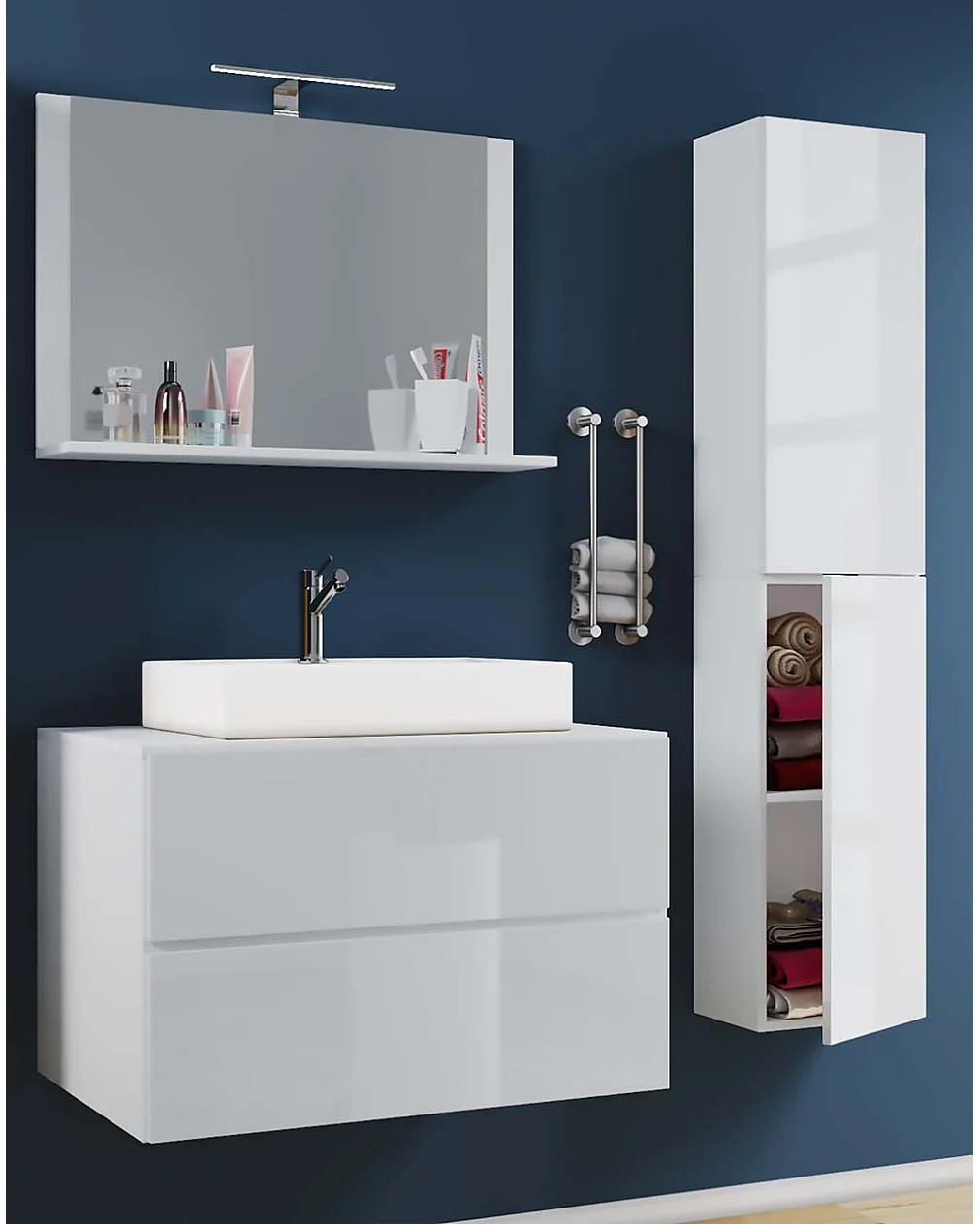 Bathroom furniture washbasin Lendas White H. 150 x W. 80 x D. 51 cm