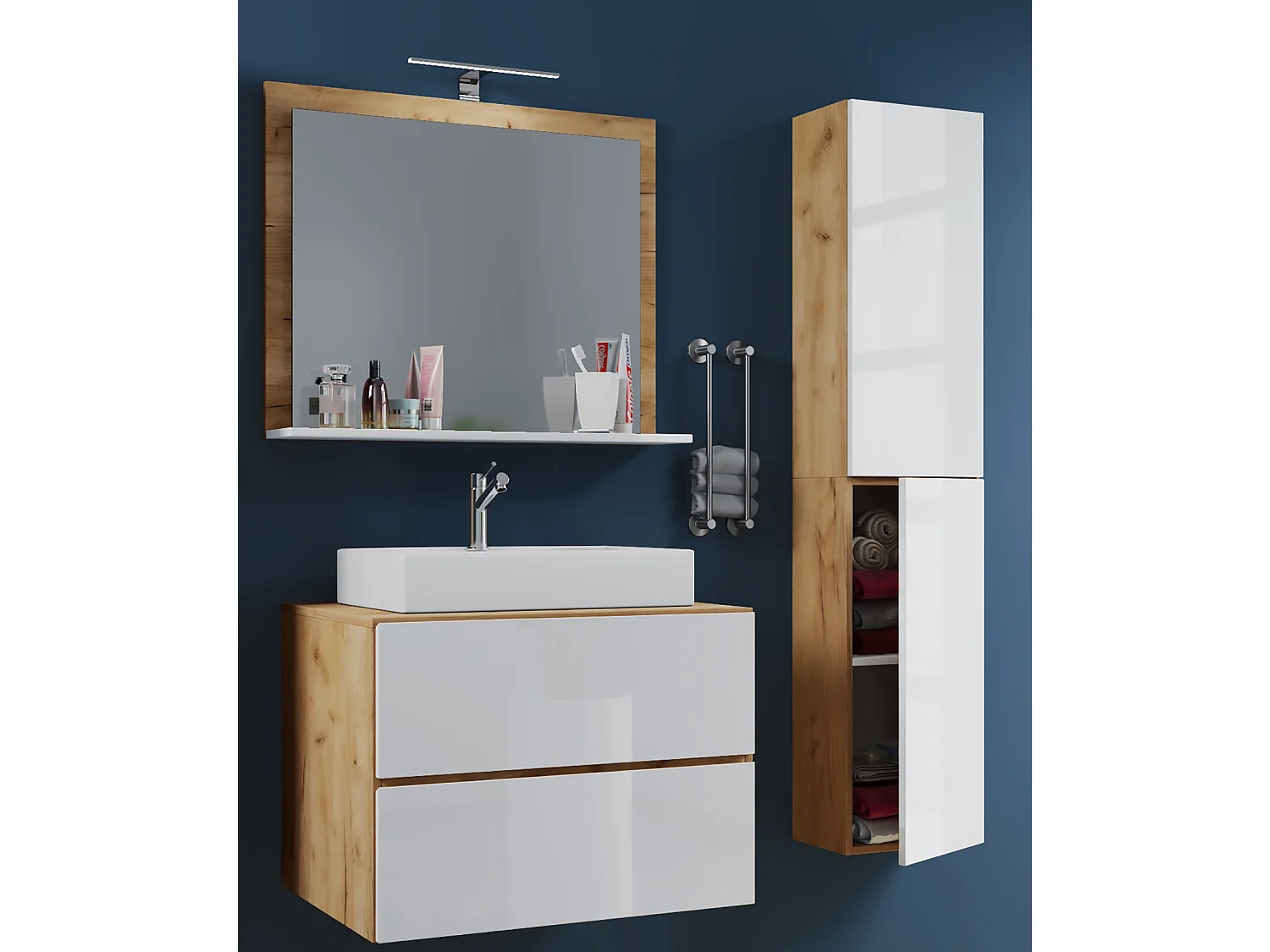 4-tlg. Waschplatz Waschtisch Lendas L Schublade