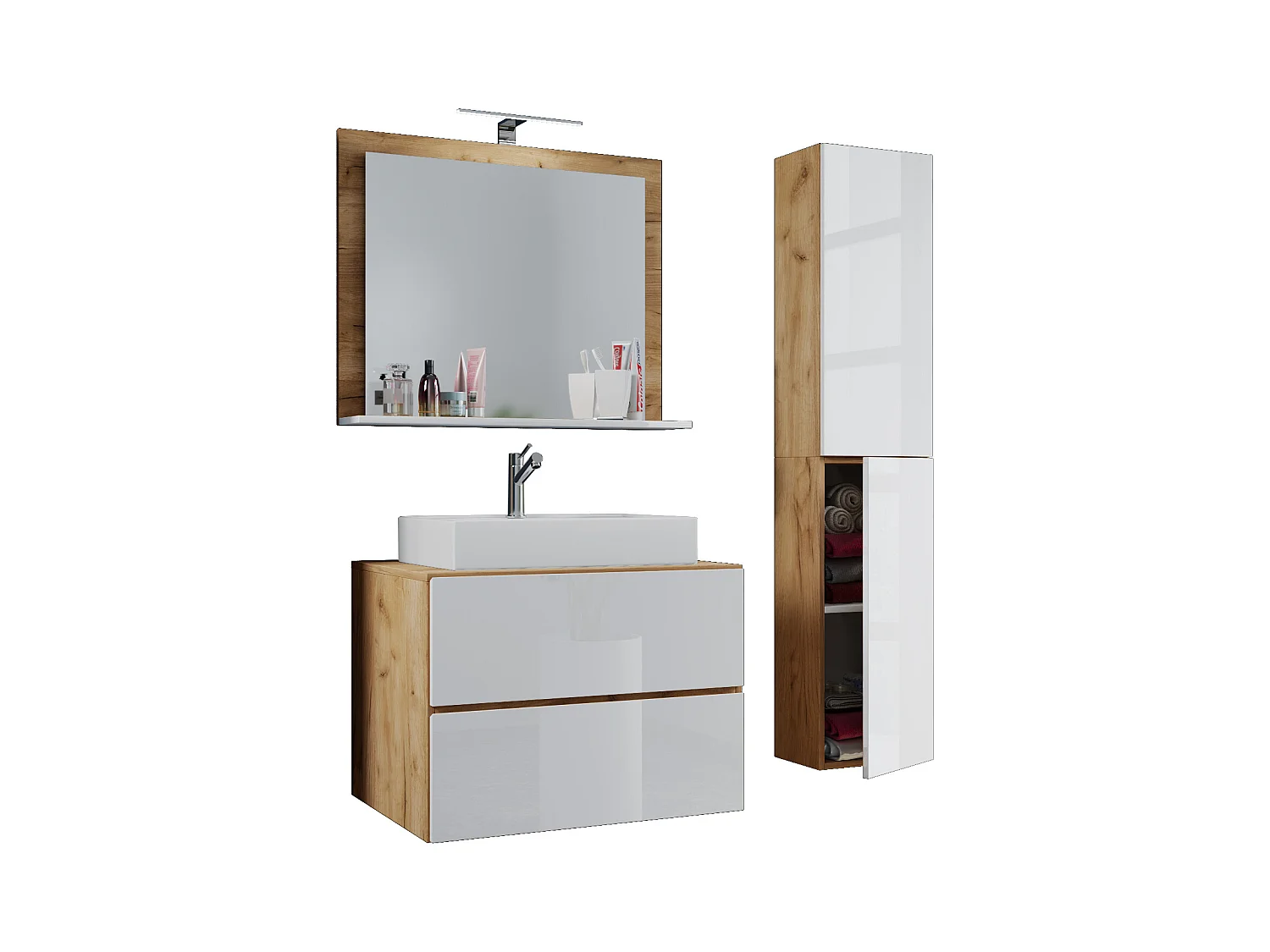 4-tlg. Waschplatz Waschtisch Lendas L Schublade