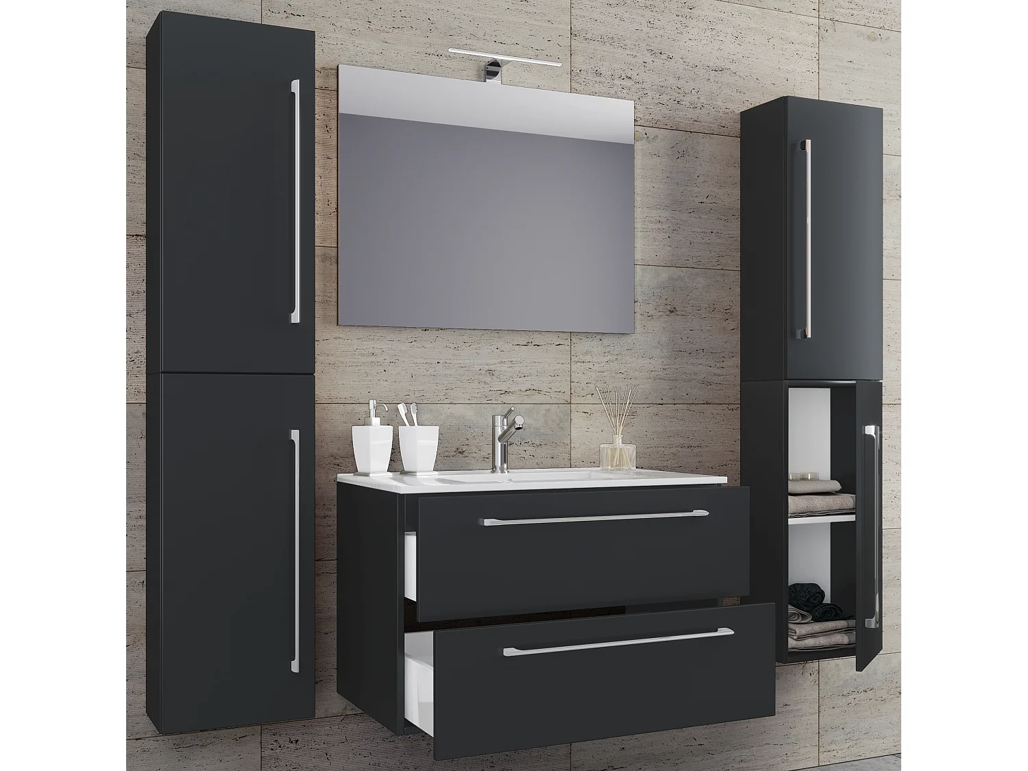 5-tlg. Waschplatz Waschtisch Badinos Schublade SP