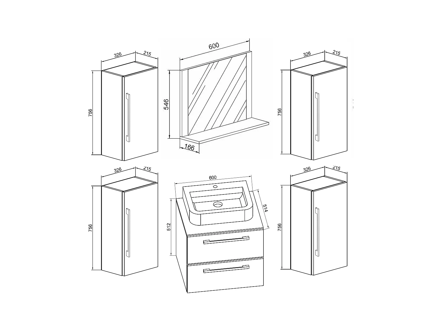 5 pcs. lavabo Badinos SP