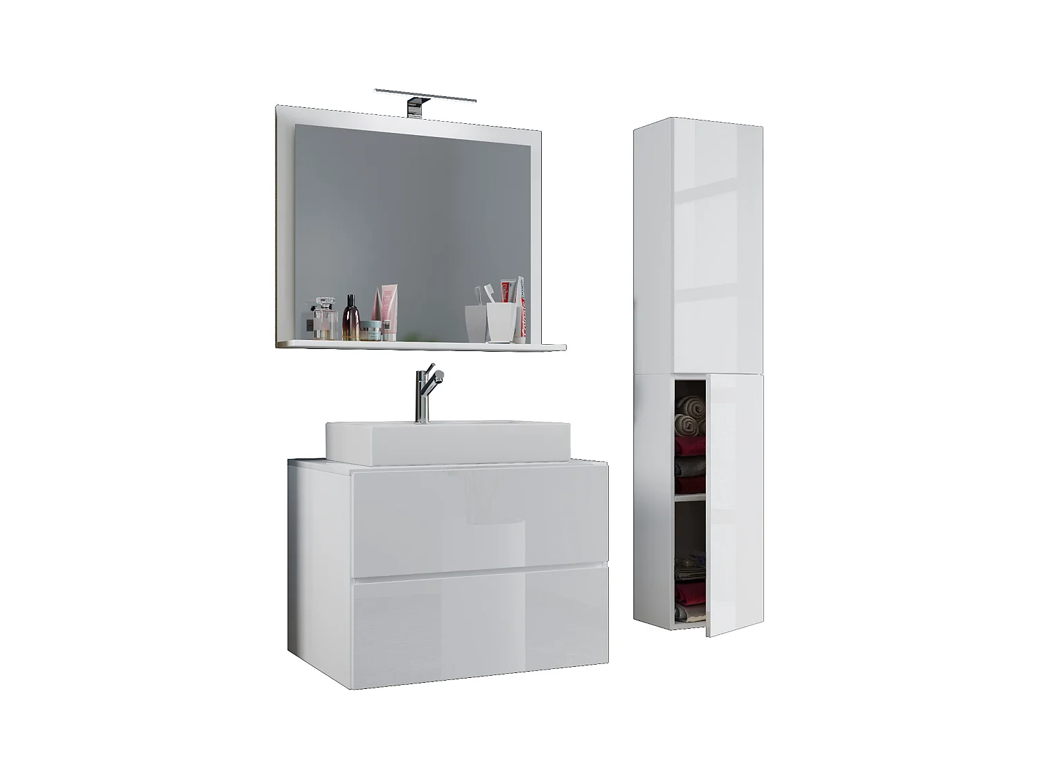 Bathroom furniture washbasin Lendas White H. 150 x W. 93 x D. 51 cm