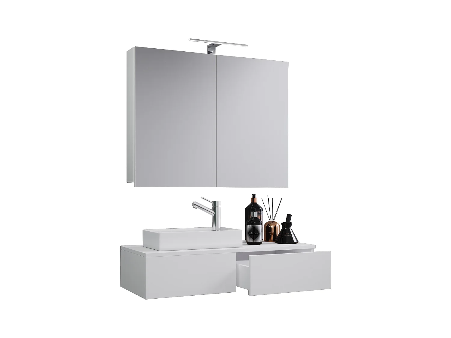 Bathroom furniture washbasin Gudas White H. 89 x W. 85 x D. 35 cm