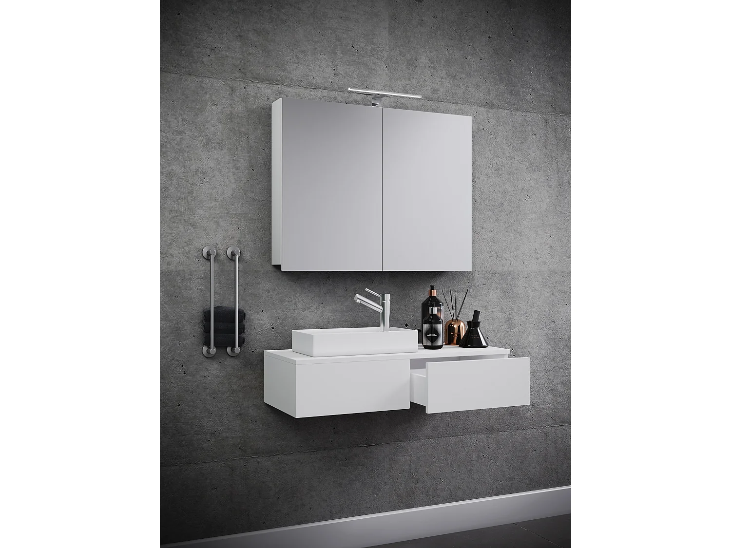 Bathroom furniture washbasin Gudas White H. 89 x W. 85 x D. 35 cm