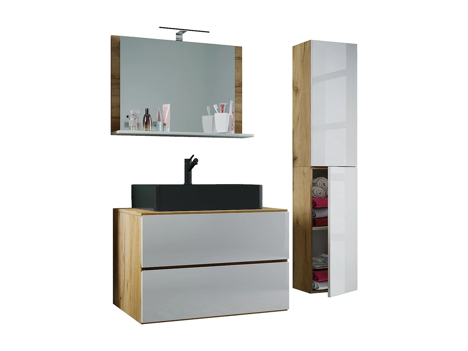 4-tlg. Waschplatz Waschtisch Lendas L Schublade