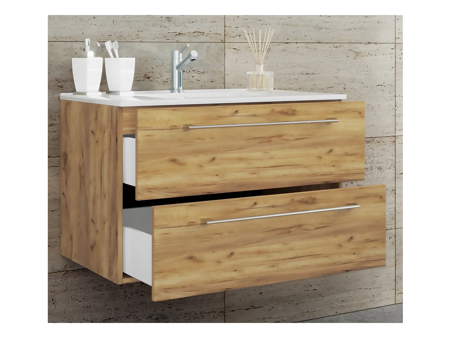 2-tlg. Waschplatz Waschtisch Badinos 2 Schublade