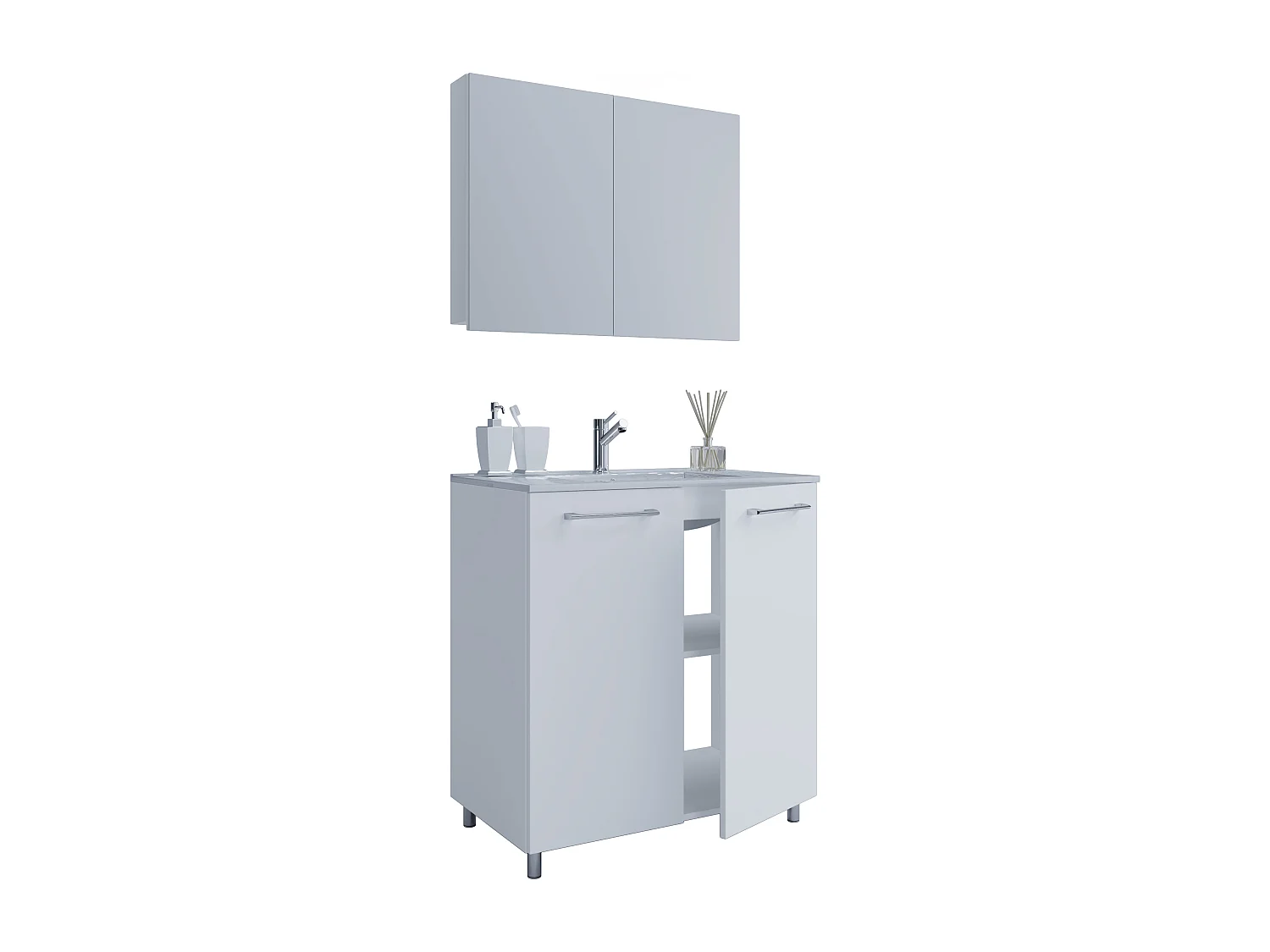 Bathroom furniture washbasin Badinos White H. 145 x W. 80 x D. 46 cm