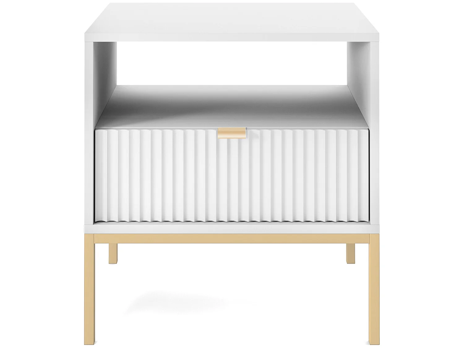 Table de chevet - 54 cm - blanc avec pieds dorés - VELLORE